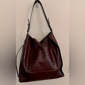 All Saints burgundy leather tote